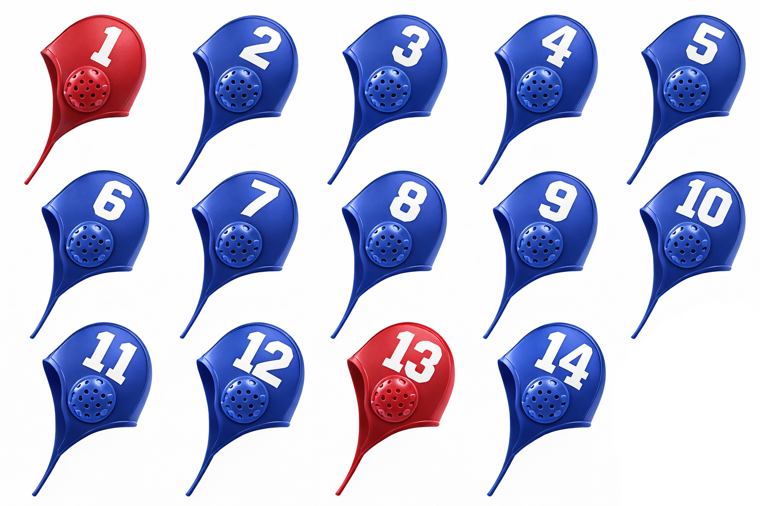 Kit Gorros Para Polo Aquático Azul Royal - 14 Unidades - Jogos Aquáticos