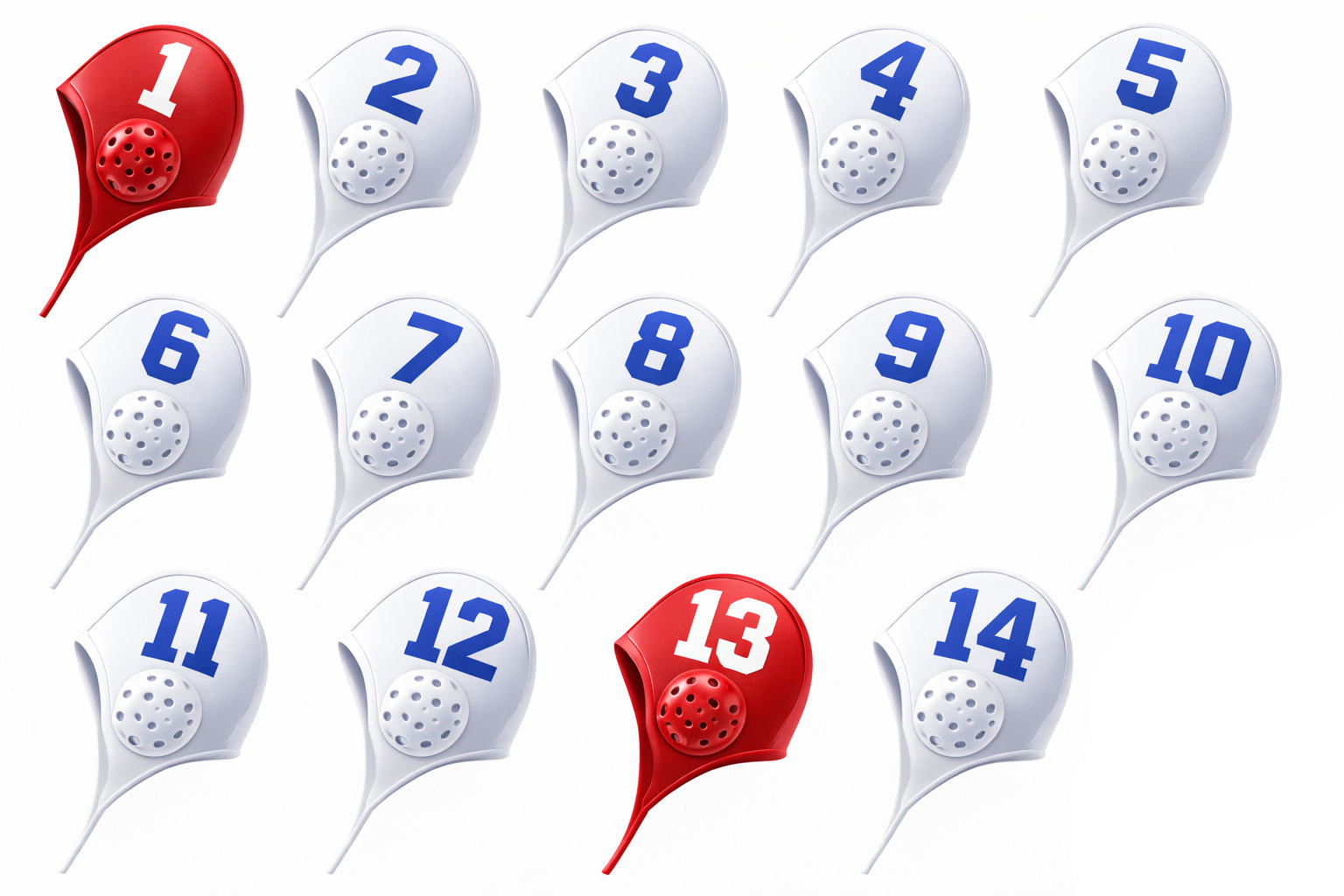 Kit Gorros Para Polo Aquático Branco - 14 Unidades - Jogos Aquáticos